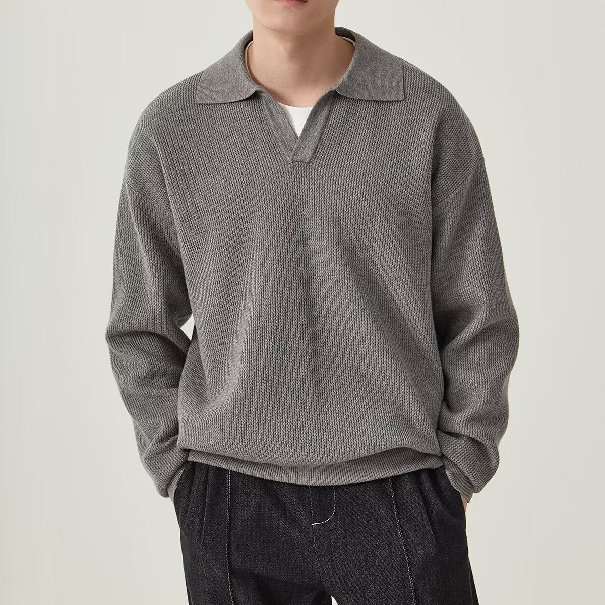 Pull en maille à col ouvert Executive