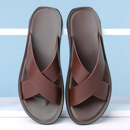 Leather Cross-Strap Sandals