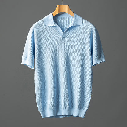 Men's Pure Cotton Waffle-Knit Seagull Collar Polo