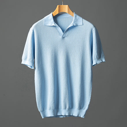 Polo col jacquard piqué pur coton à motifs mouettes pour homme