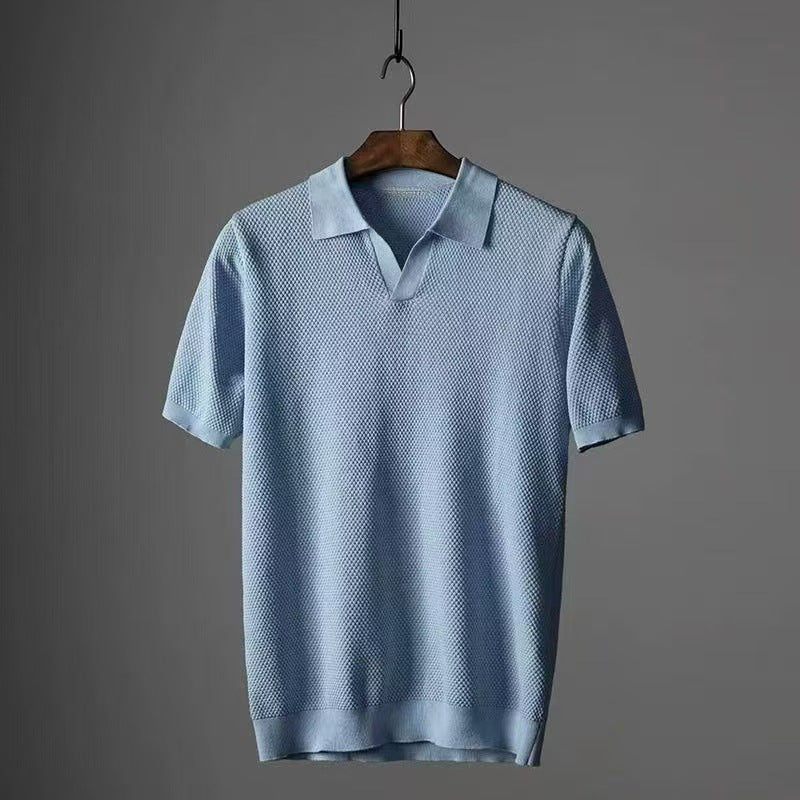 Polo col jacquard piqué pur coton à motifs mouettes pour homme