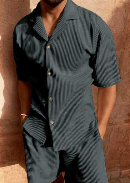 Ensemble de short pour homme avec revers plissé texturé