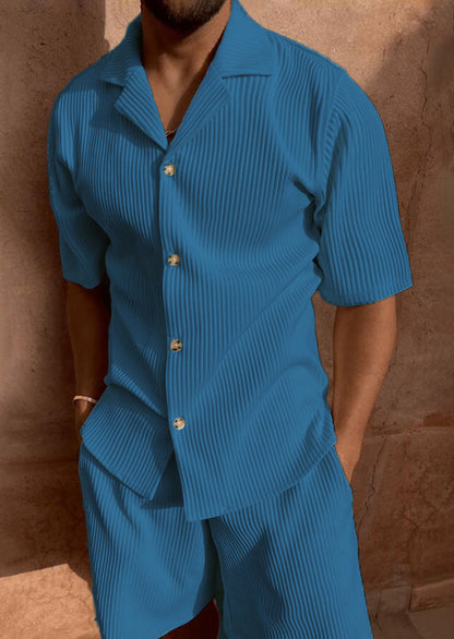 Ensemble de short pour homme avec revers plissé texturé