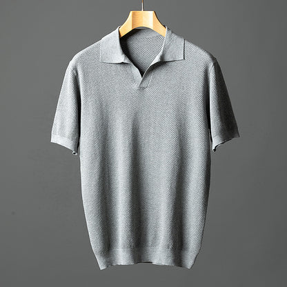 Men's Pure Cotton Waffle-Knit Seagull Collar Polo