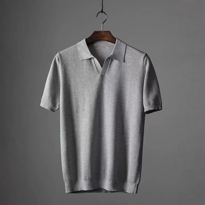 Polo col jacquard piqué pur coton à motifs mouettes pour homme