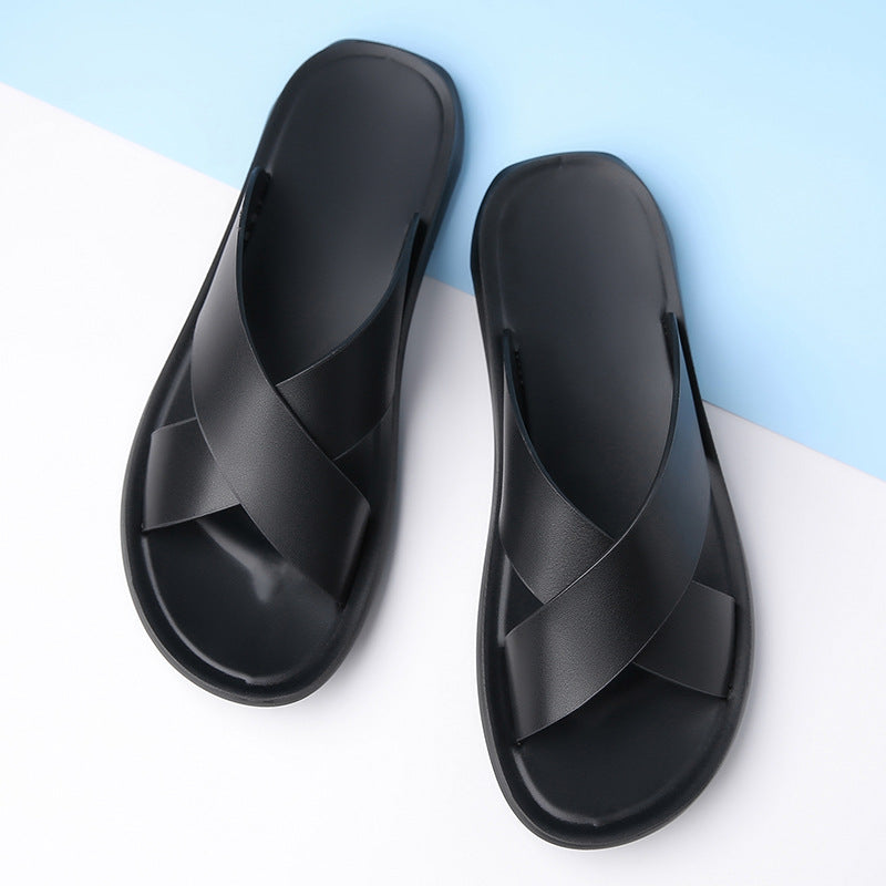 Leather Cross-Strap Sandals