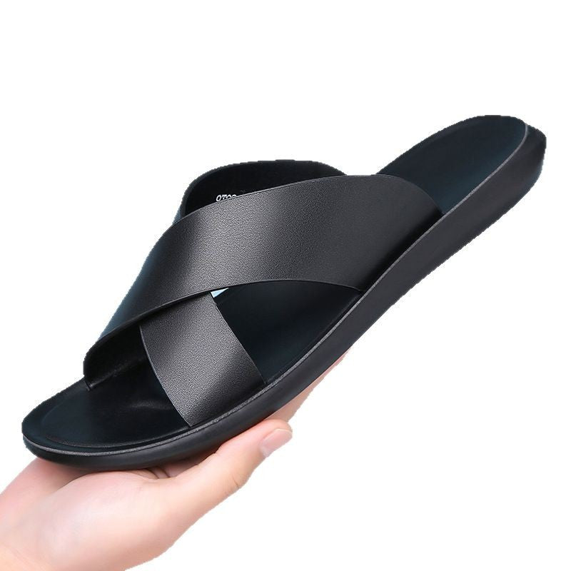 Leather Cross-Strap Sandals