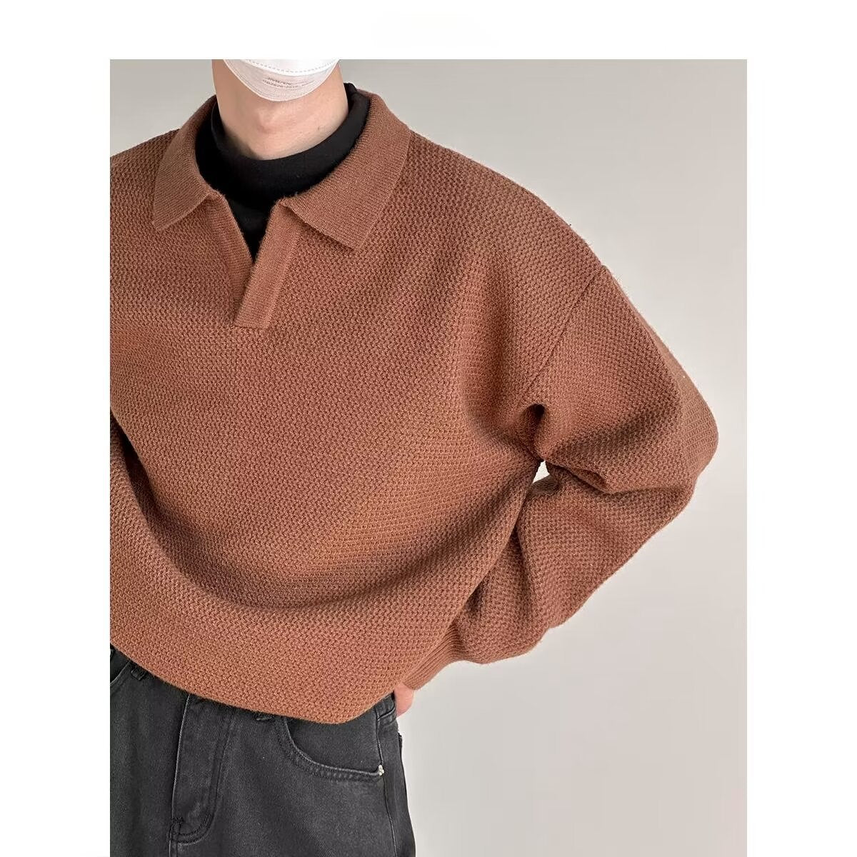 Pull en maille à col ouvert Executive