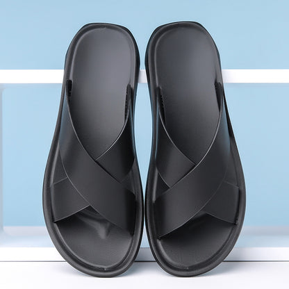 Leather Cross-Strap Sandals