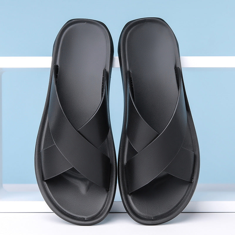 Leather Cross-Strap Sandals