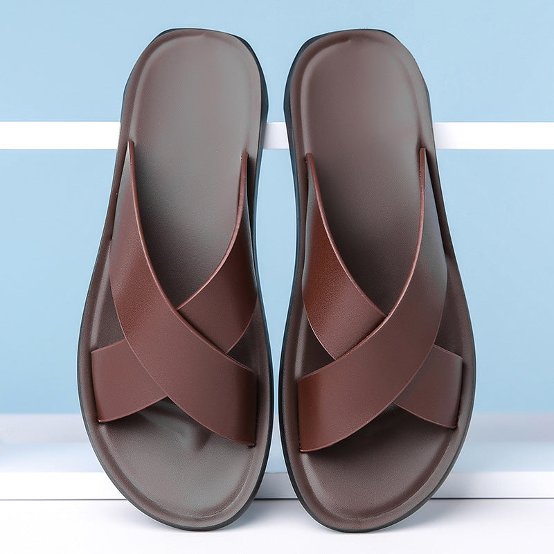 Leather Cross-Strap Sandals