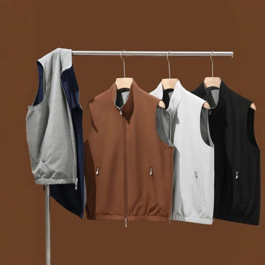 Gilet réversible en laine mélangée coupe élégante