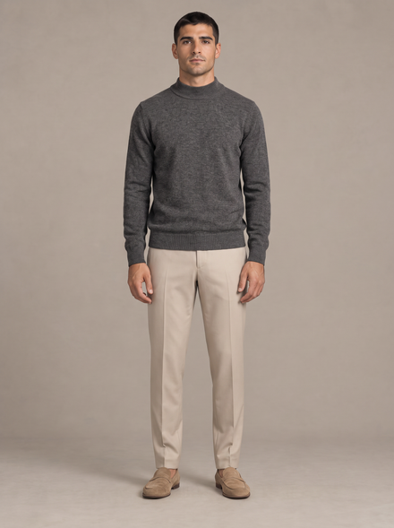 Pure Wool Mock-Neck Sweater