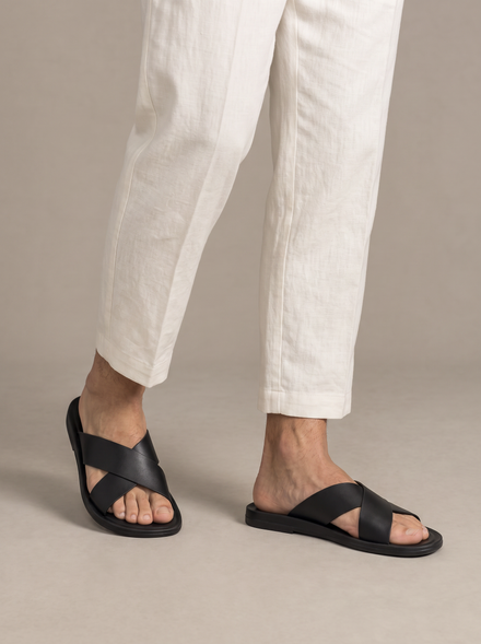 Leather Cross-Strap Sandals